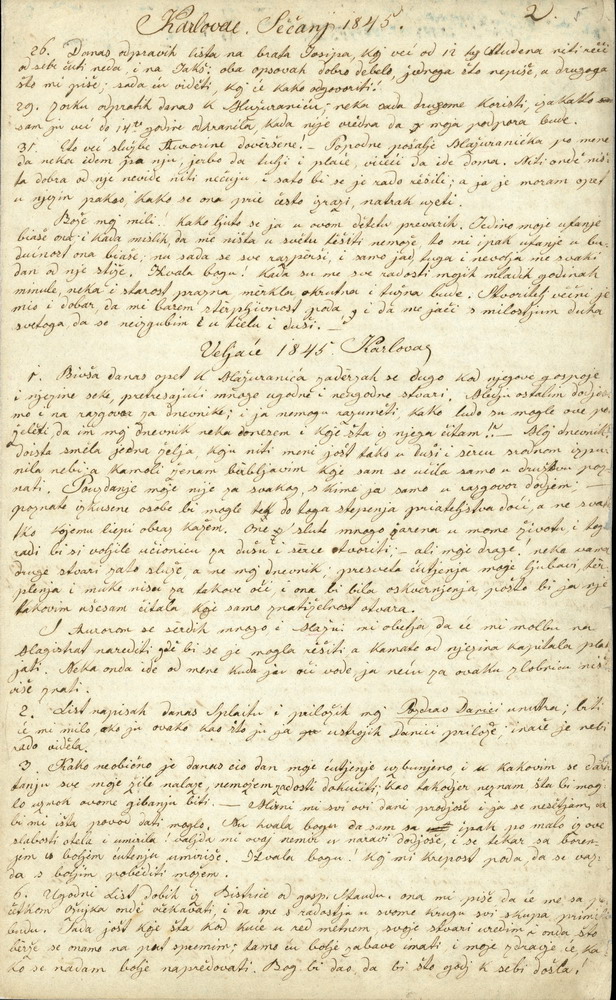 Dnevnik književnice Dragojle Jarnević. Karlovac, 1833. – 1874. (HŠM A 798)