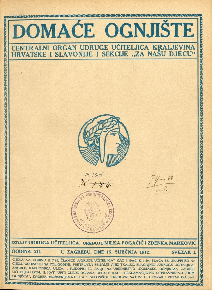 Časopis Domaće ognjište (1. godište Na domaćem ognjištu) izlazi od 1900. do 1914. godine (HŠM Ks 714)