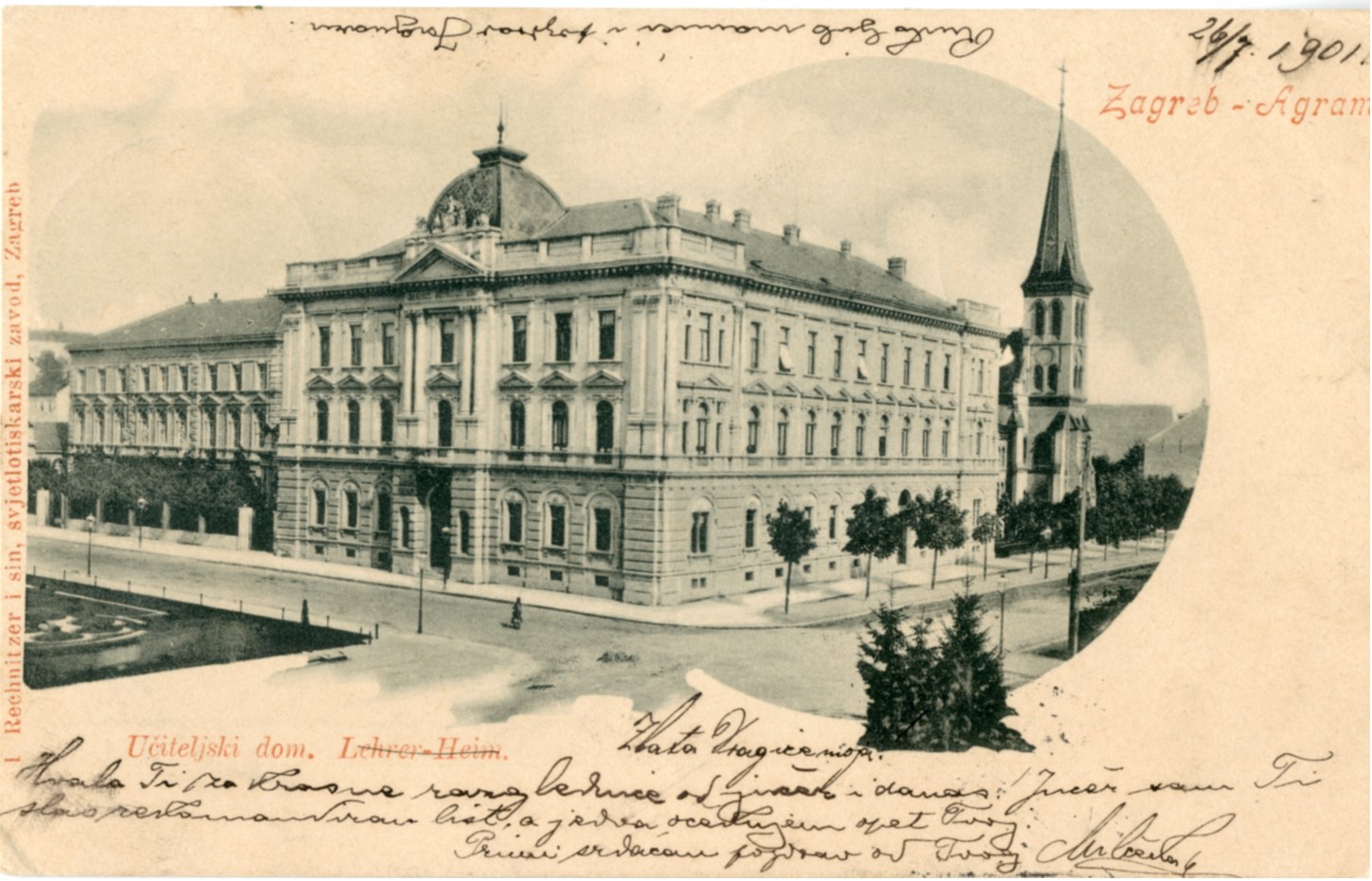 Hrvatski učiteljski dom u Zagrebu, I. Rechnitzer i sin, Zagreb, 1901., HŠM 32854