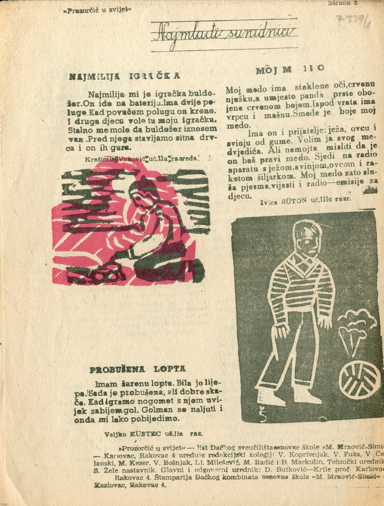 Impresum lista s vremenom je evoluirao od manje i nepotpunih podataka do svih potrebnih za identifikaciju autora i suradnika (Prozorčić u svijet, s. a., HŠM 42133)