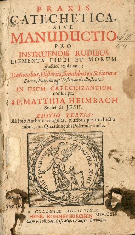 Praxis catechetica sive manuductio pro instruendis rudibus elementa fidei et morum… (1719., HŠM Mu 3095), najstariji je udžbenik koji se čuva u Zbirci.