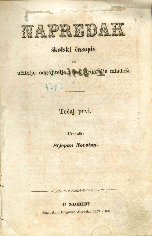 Prvi hrvatski pedagoški časopis počinje izlaziti 1859. godine (HŠM K1 3396)