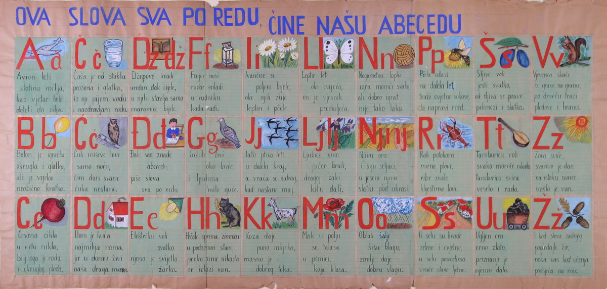 Viktorija Potočnjak i njezina Zidna početnica, II. osnovna škola u Draškovićevoj ulici u Zagrebu, školska godina 1956./57. HŠM 30901