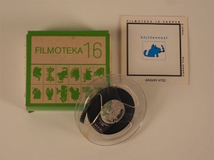 Element film Super 8, Filmoteka 16 Zagreb, 2. Pol. 20. st., karton, papir, film, 12x3,5x12 cm