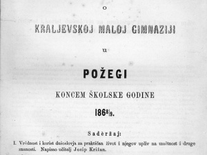 Izvješće o radu Kraljevske male gimnazije u Požegi za školsku godinu 1868/69. sadrži i zanimljivu raspravu o psihologiji učitelja Josipa Križana. Požega, 1869.