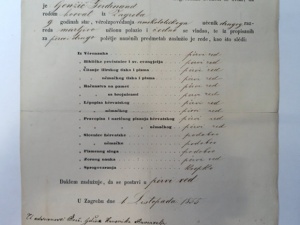 Svjedodžba Kaptolske glavne dječačke škole u Zagrebu Ferdinandu Genžiću.  Zagreb, 1. 10. 1855. (HŠM A 1634)
